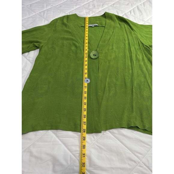 PalaPala Womens Blouse Top Size M/L GreenFloral Embroidered Lagenlook 3/4 Sleeve - Picture 5 of 10